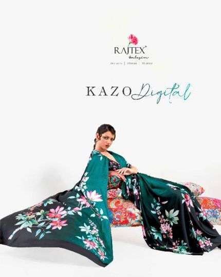 RAJTEX KAZO DIGITAL 187001-187009 SERIES JAPAN SATIN CRAPE PRINTED SAREE