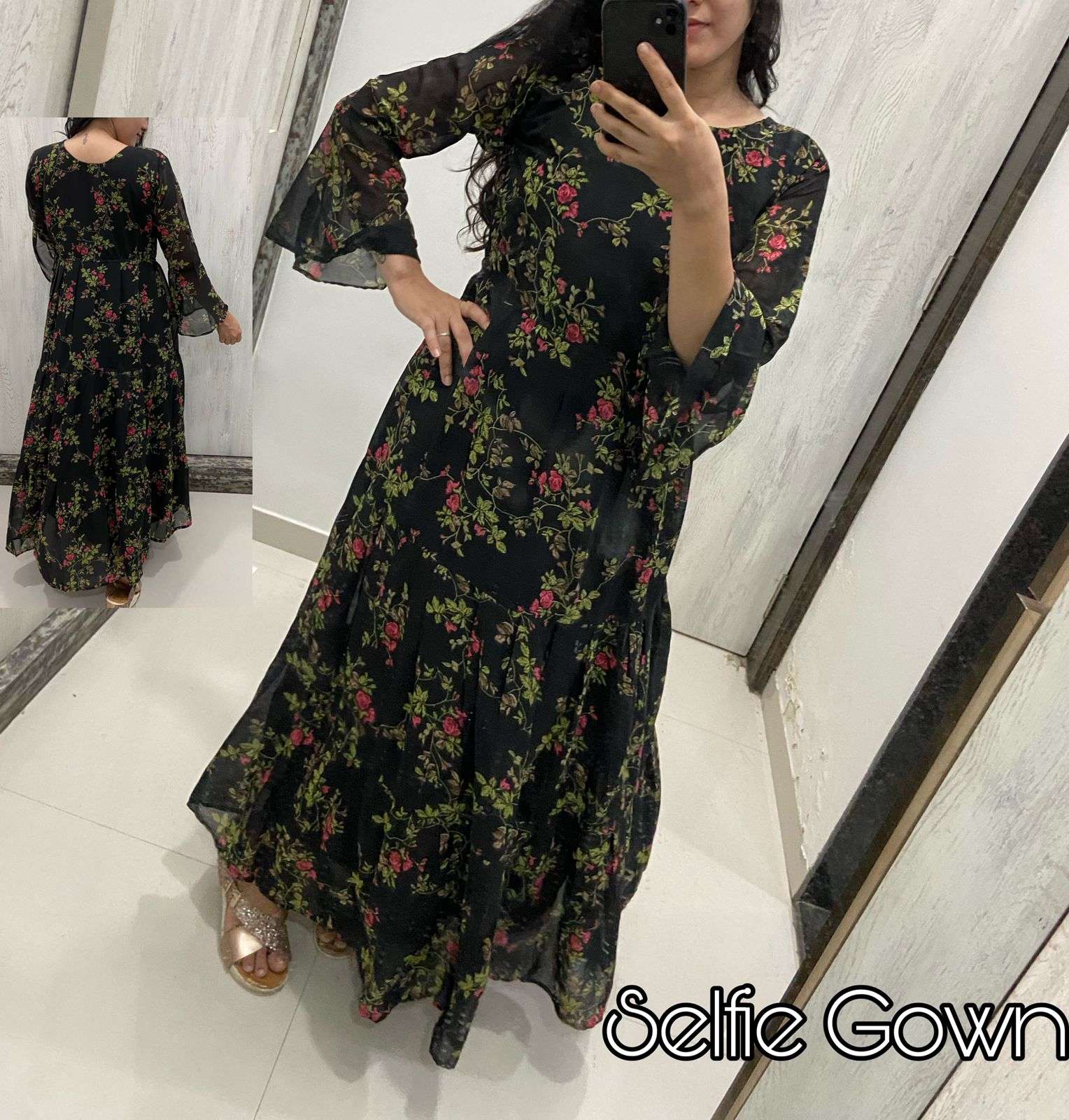 SELFIE GOWN DESIGNER PURE GEORGETTE SELFIE GOWN 