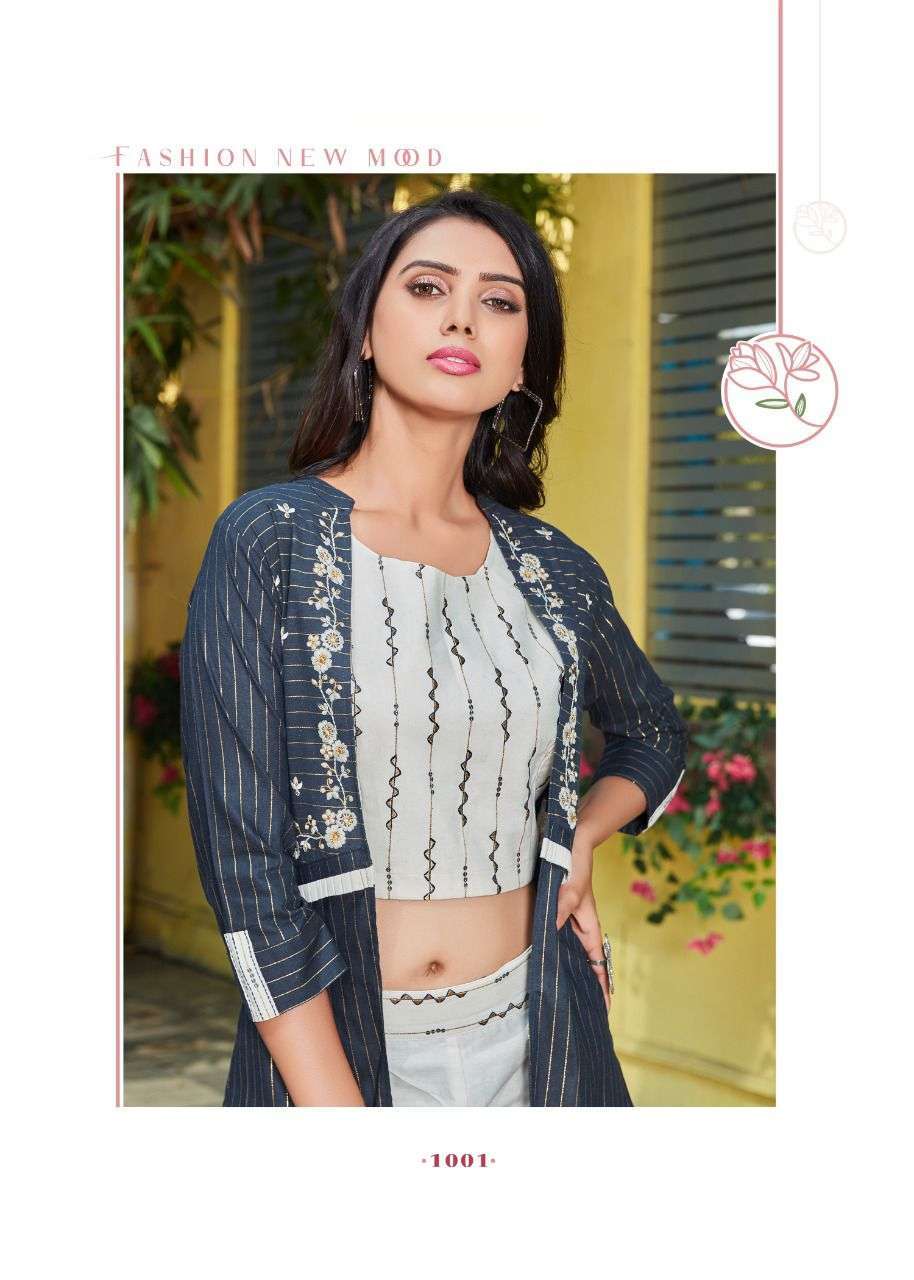 SELFIE VOL 4 BY DEHLIZ TRENDZ COTTON CROP TOP WITH PLAZZO AND SHRUG COLLECTION