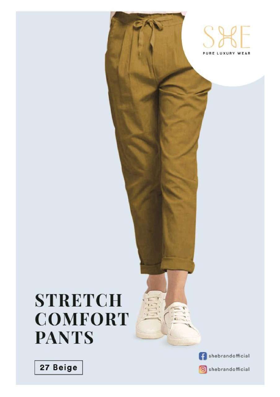 SHE STRETCH COMFORT PANTS COTTON BOTH SIDE POCKET WITH BACK BELT CONCEPT LOWEST RATES