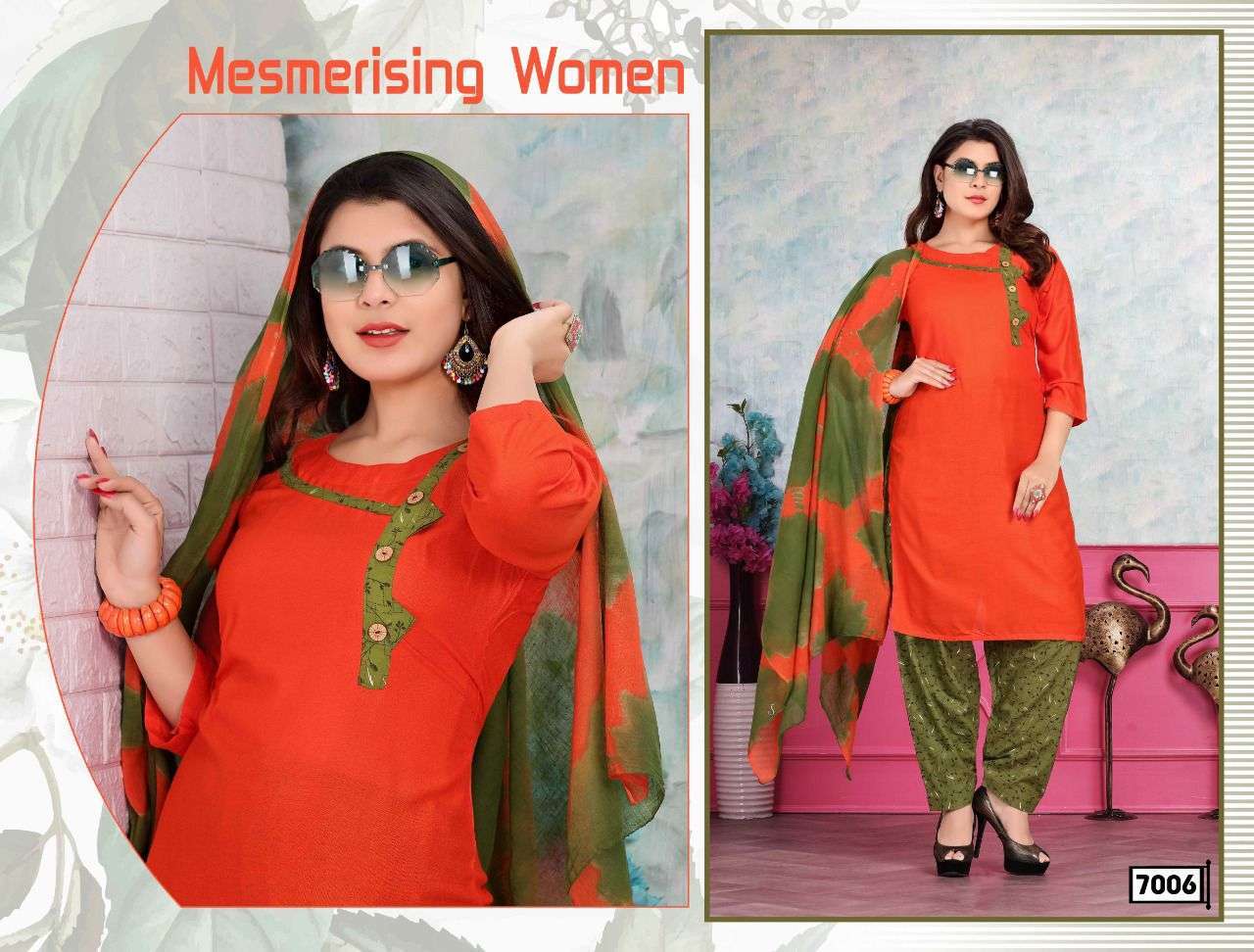 TRENDY SPARSH VOL.2 HEAVY RAYON PLAIN AND PRINT READYMADE SUIT CATALOG COLLECTION