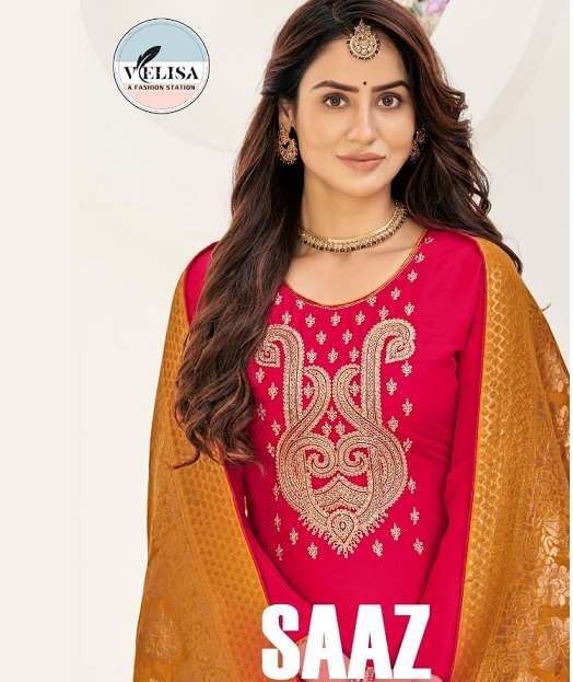 VELISA SAAZ SERIES 1001-1004 PARAMPARA SILK WITH HEAVY EMBROIDERY CODING WORK SUIT