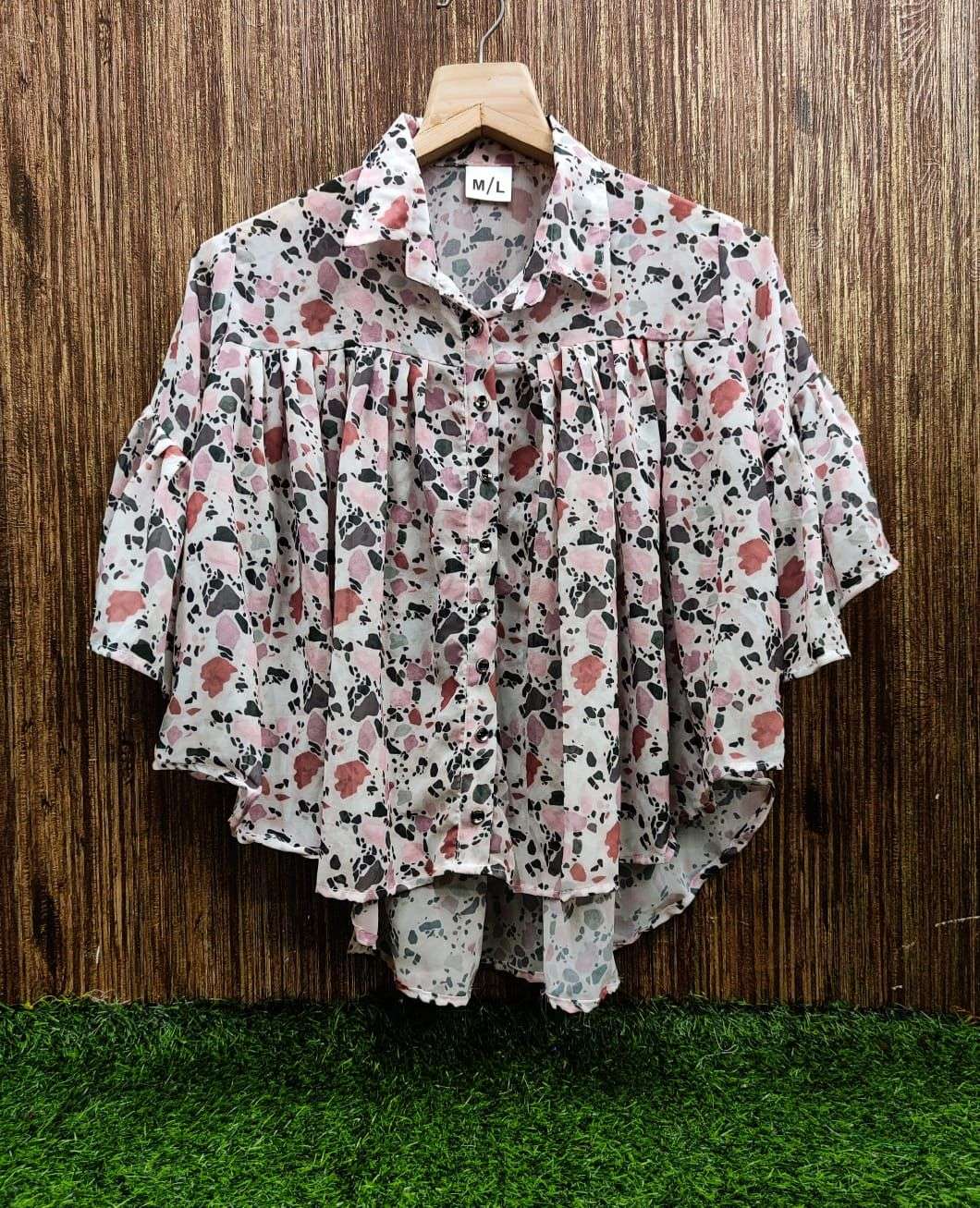 WESTERN FRILL DESIGNER HEAVY GEORGETTE PRINT TOP