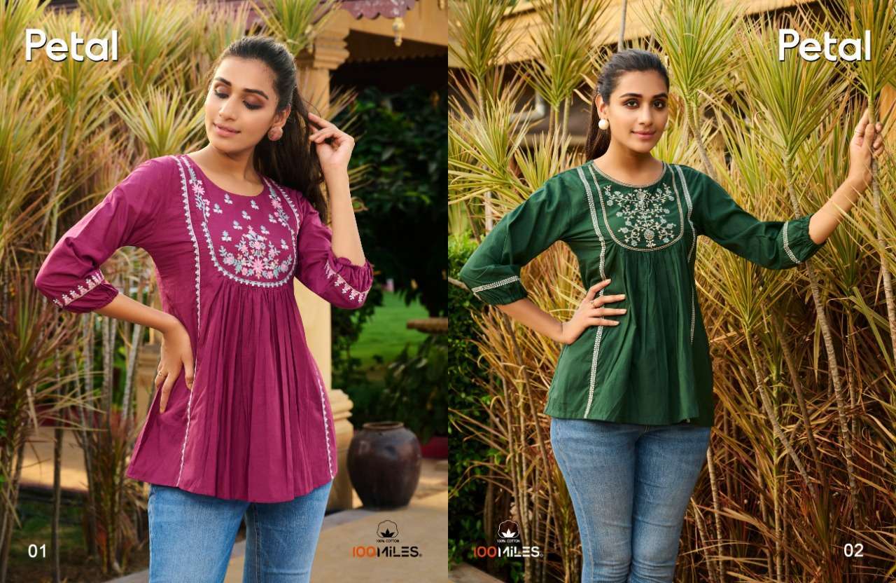 100 miles petal series 01-06 premium giza cotton kurti