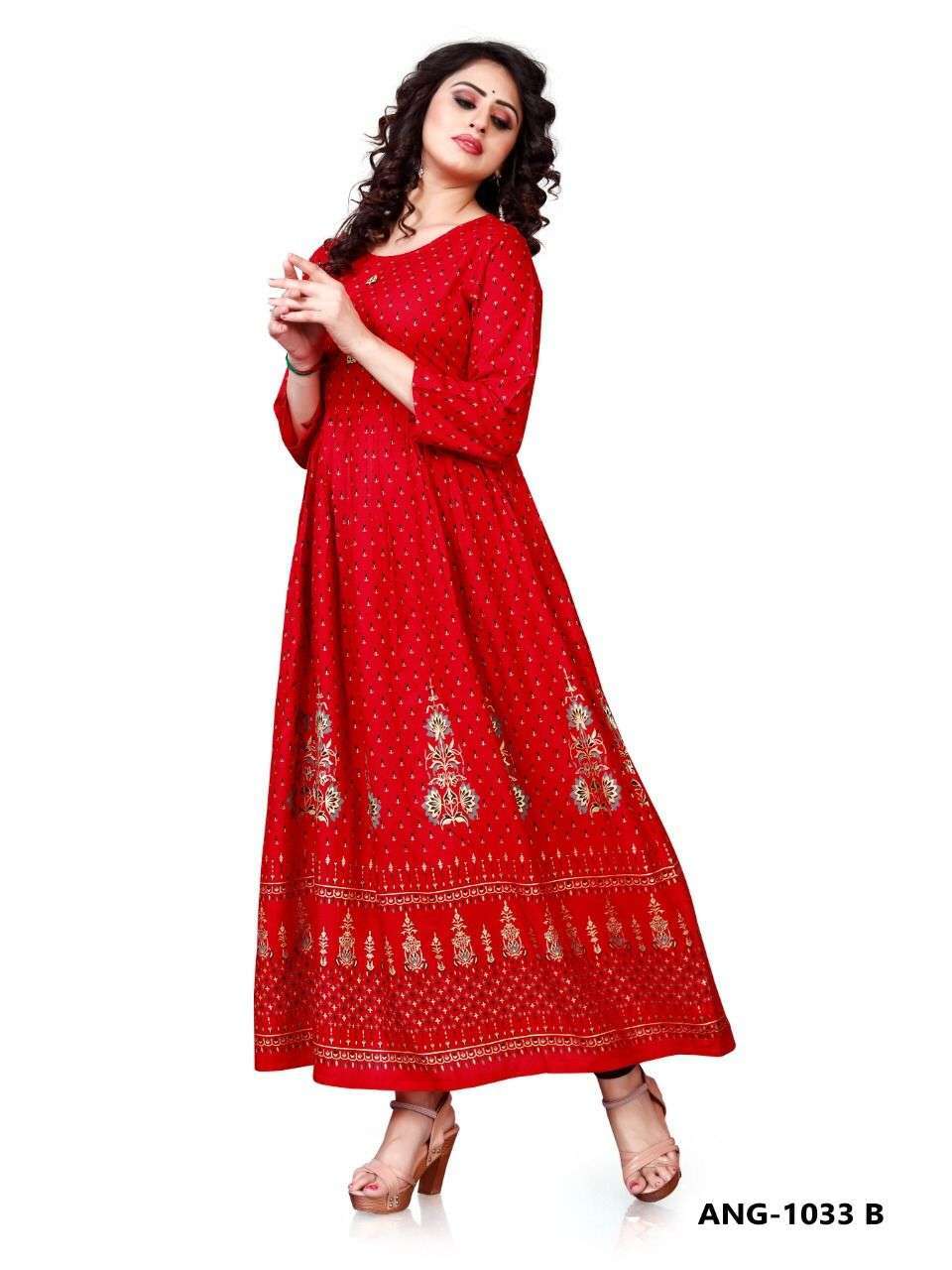 12 ANGEL ANG 1033 GOLD PRINT LONG GOWN DRESS READYMADE COLLECTION