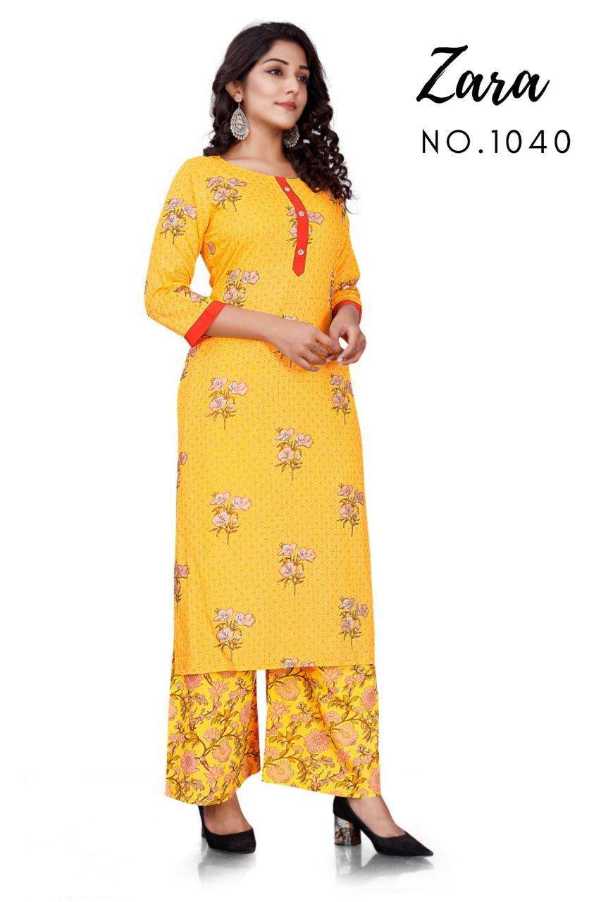 12 angel zara series 1040 Reyon Foil Print 14Kg kurti with plazzo