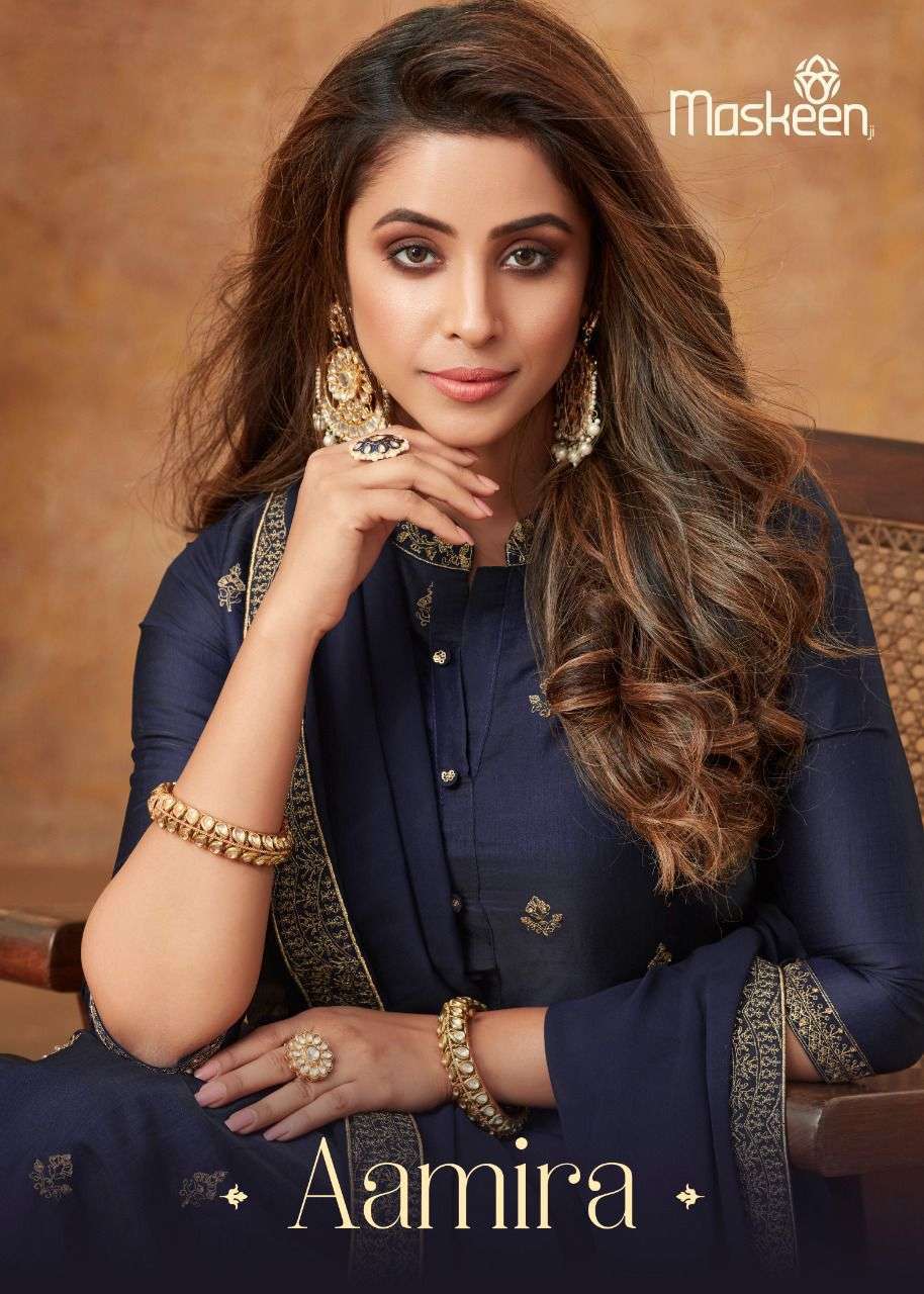 AAMIRA BY MASKEEN SILK READYMADE EXCLUSIVE FANCY SUITS WHOLESALER