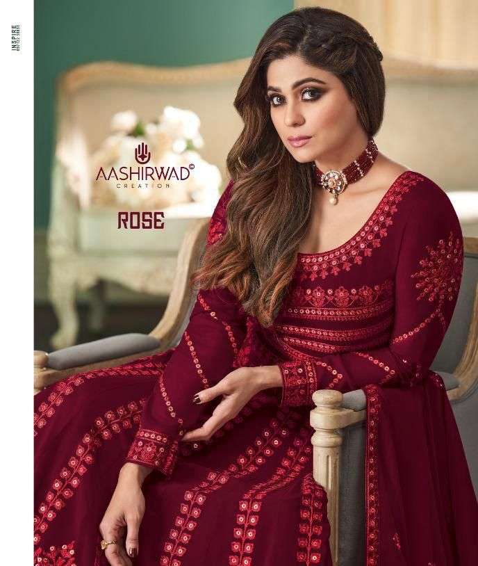 AASHIRWAD CREATION ROSE DESIGNER REAL GEORGETTE SUIT 