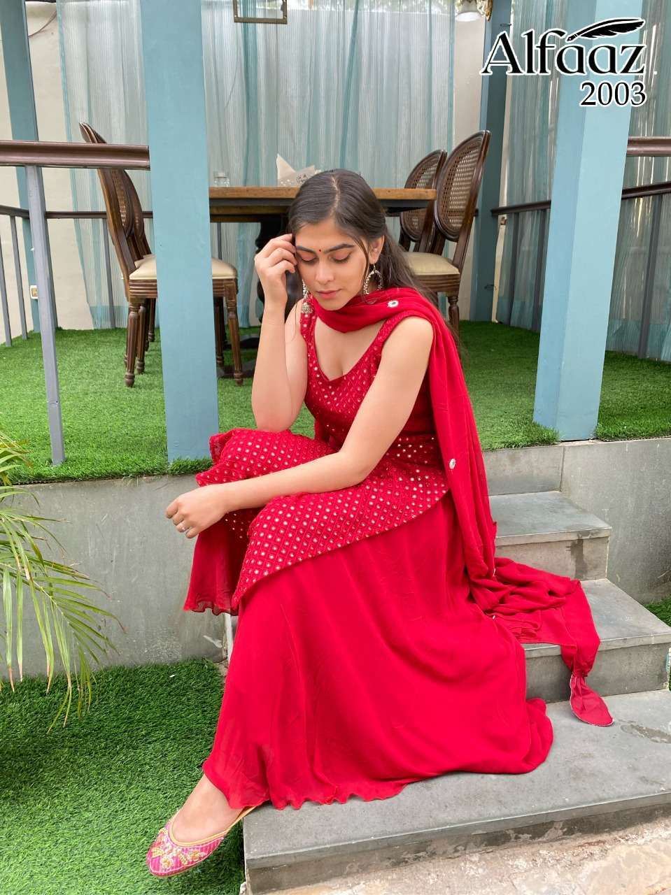 alfaaz vol 2 series 2001-2004 Mirror embroidery work with stylish dupatta fully stitch suit