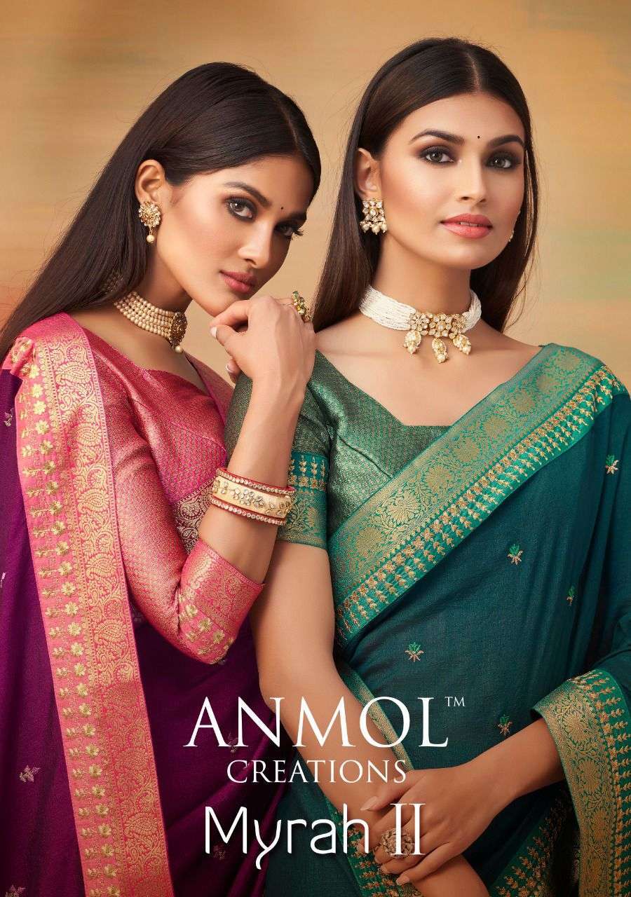 anmol creation myrah vol 2 series 5001-5010 vichitra silk saree