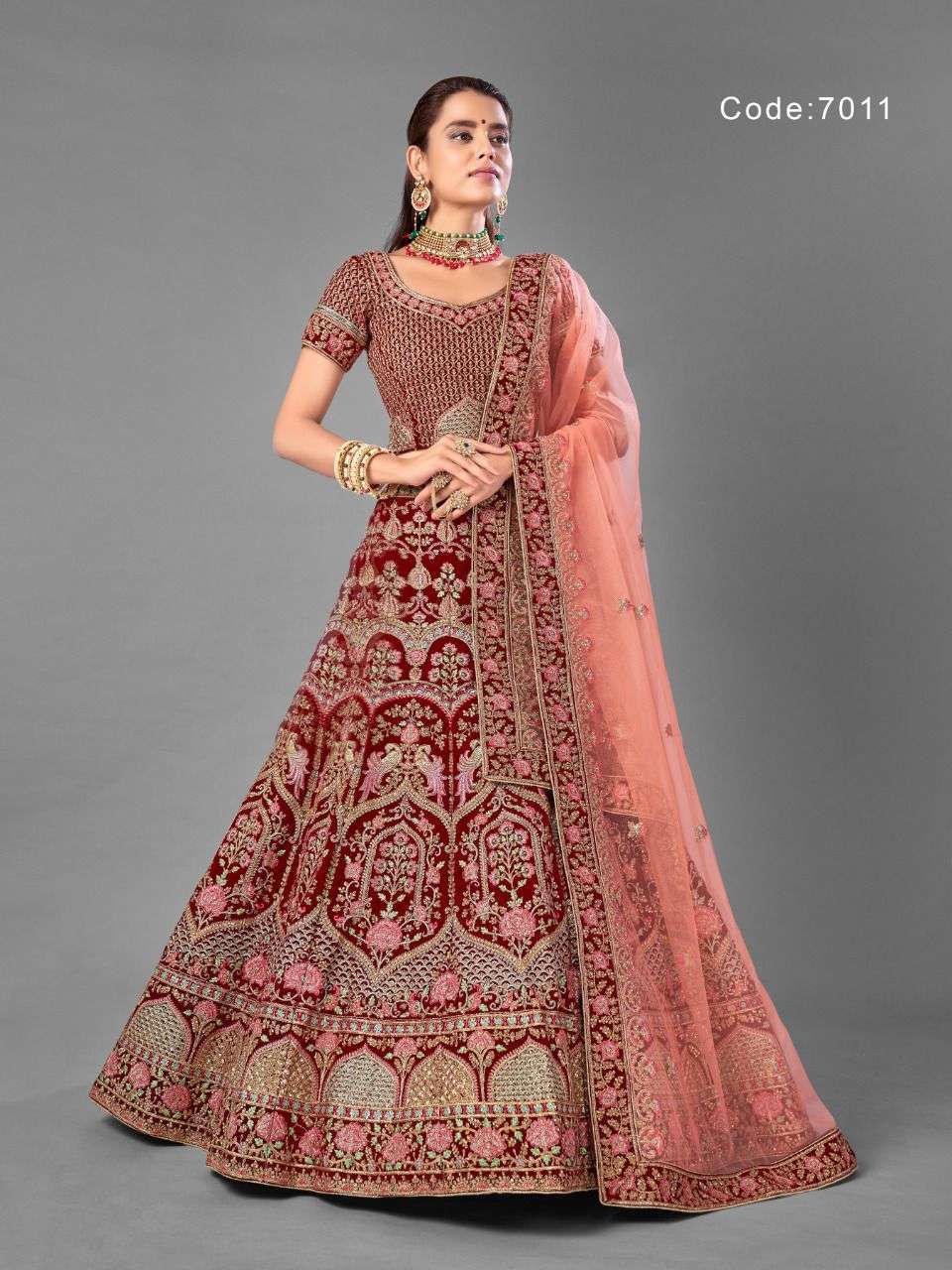 arya vol 18 series 7001-7012 velvet dori zari zarkan lehenga 