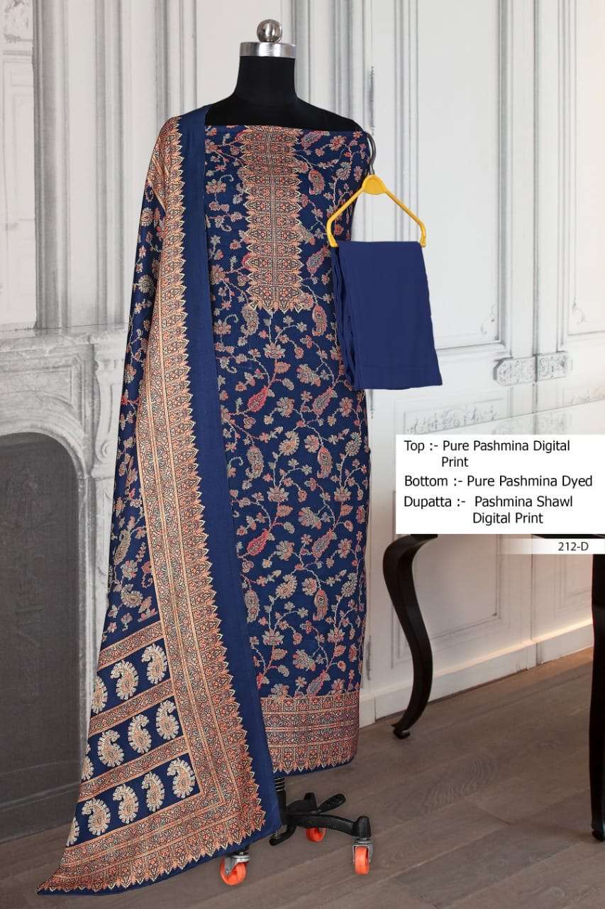 bipson  DN NO 212 Woollen Pashmina Digital Print with Button suit