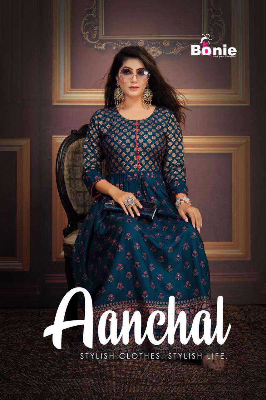 bonie aanchal series 1001-1007 art heavy rayon 14 kg kurti 
