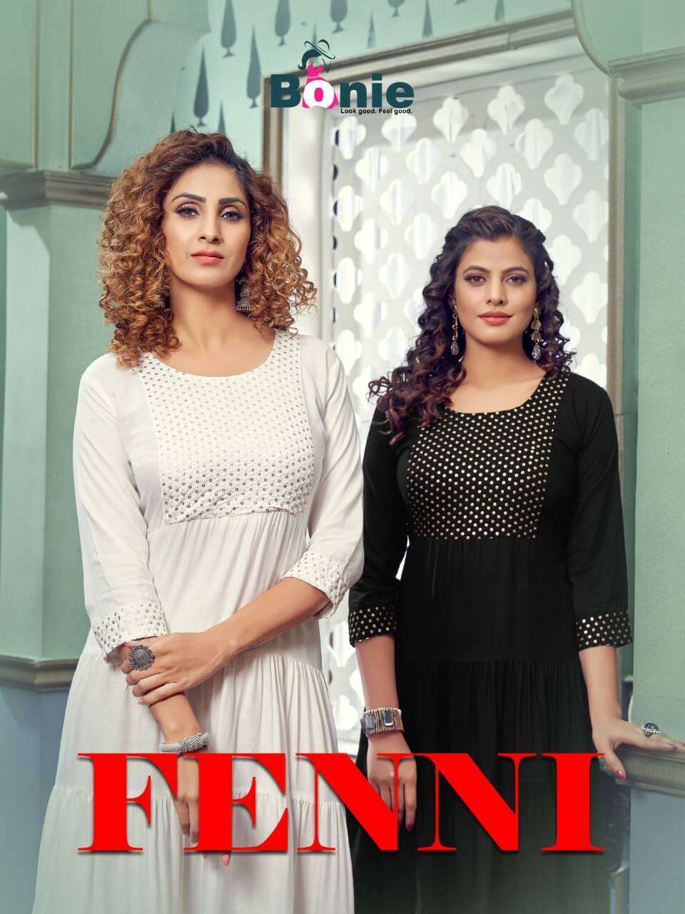 bonie fenni series 4001-4007 heavy rayon full flair kurti 