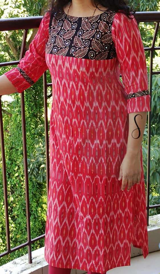 BT-21 DESIGNER IKKAT PRINT ON HEAVY RUBI COTTON KURTI 