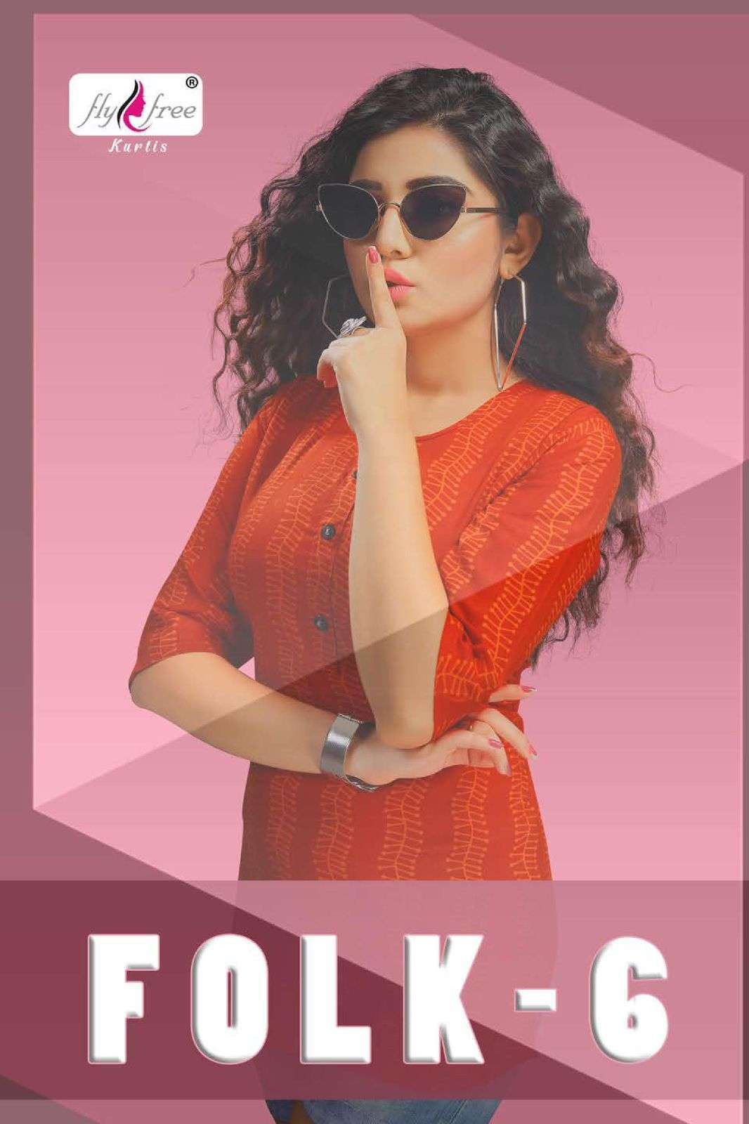 FOLK VOL-6 BY FLY FREE HEAVY RAYON PRINT SHORT TOP KURTI CATLOG WHOLESALER BEST RTAE SURAT