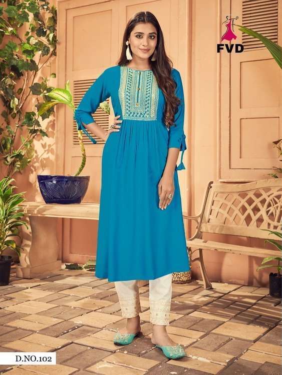 fvd kesar vol 1 series 101-108 heavy rayon print kurti