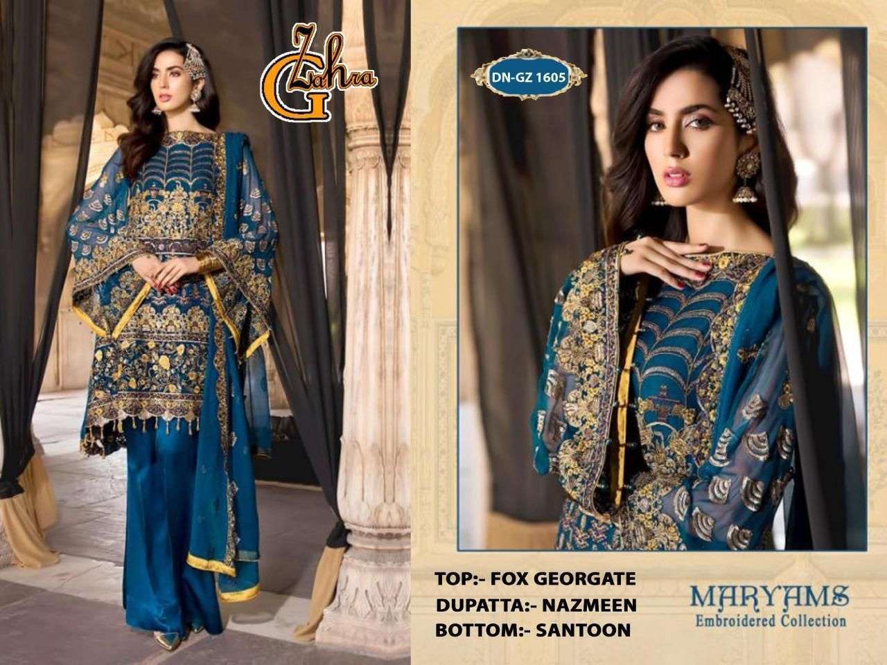 G ZAHRA DESIGNER FAUX GEORGETTE SUIT 
