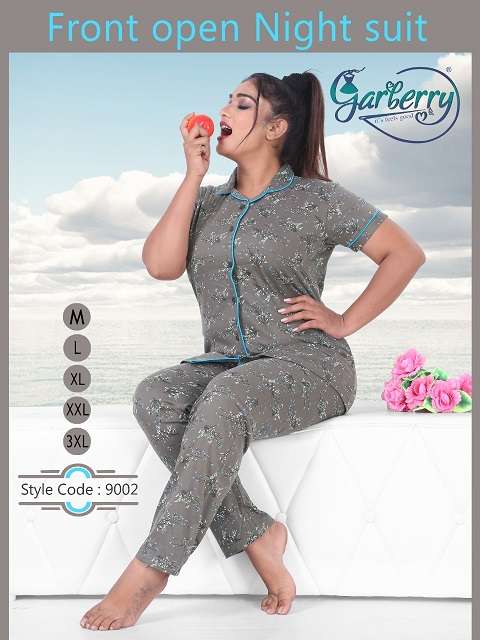 garberry 9002 cotton lycra stretchable fancy wear night suits