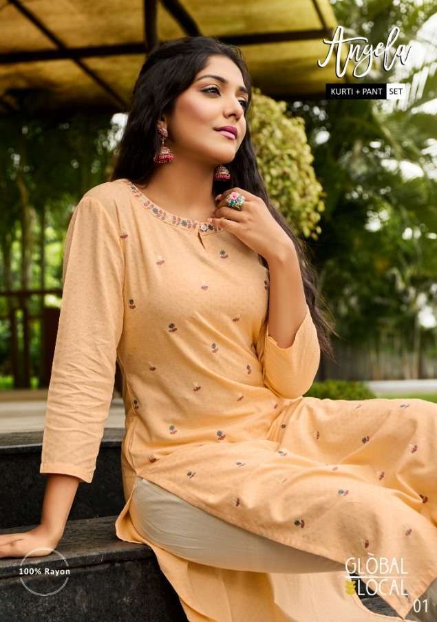global local angela series 01-04 dobby patterned rayon kurti