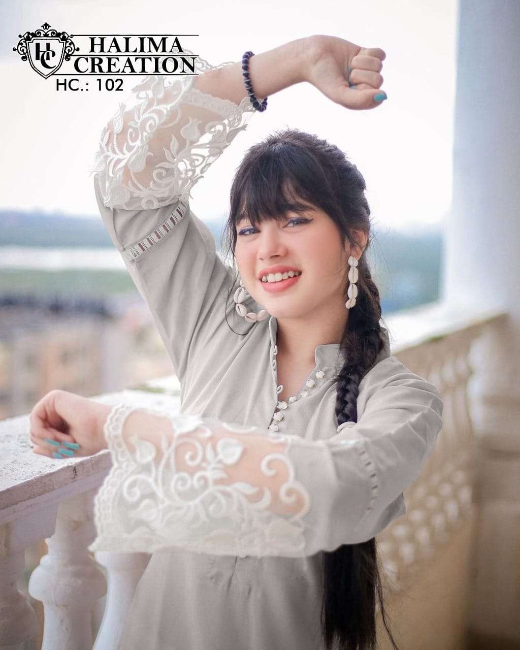 HALIMA CREATION HC-102 DESIGNER PURE GEORGETTE TUNIC 