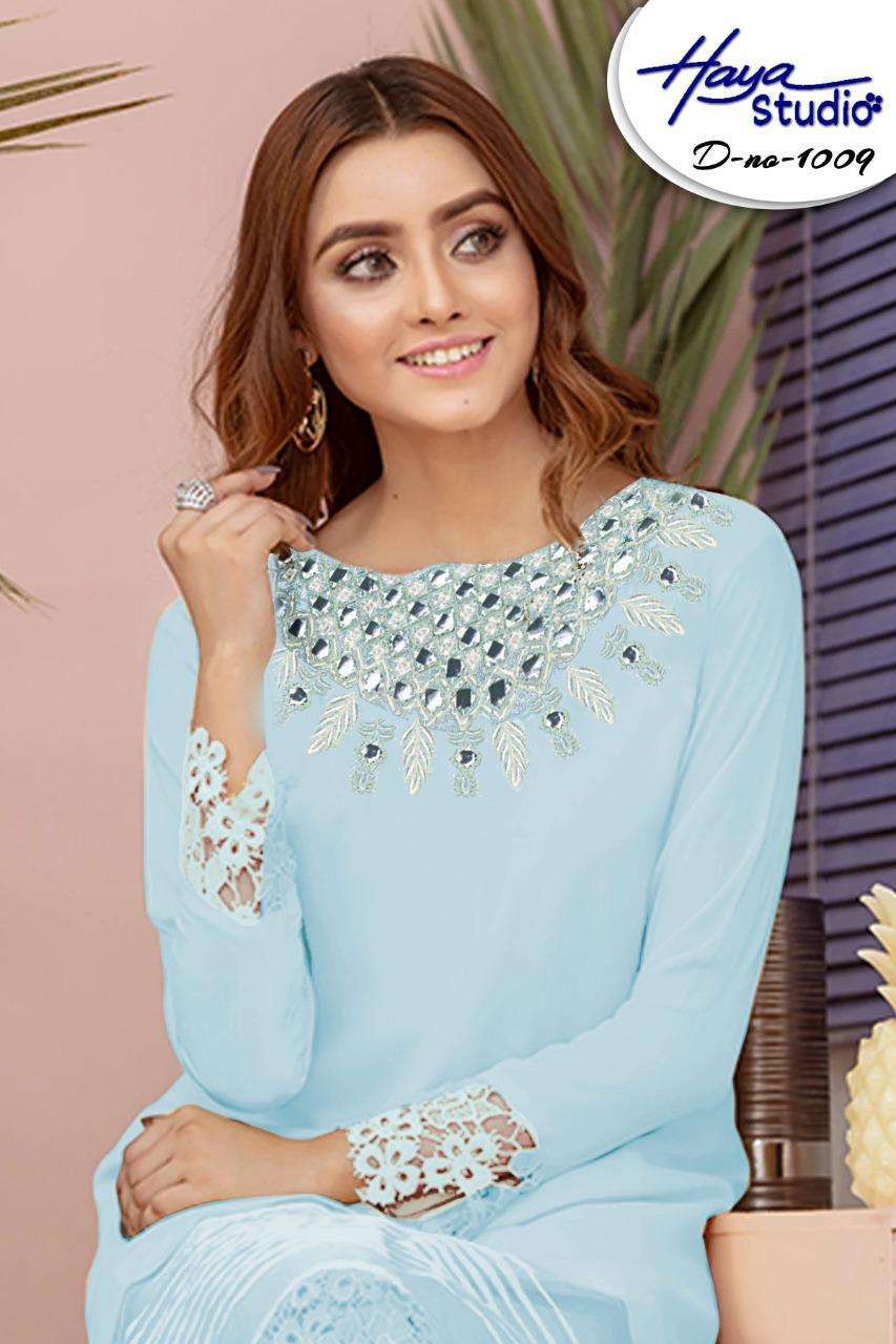 haya studio 1009 pure georgette with inner santoon suit 