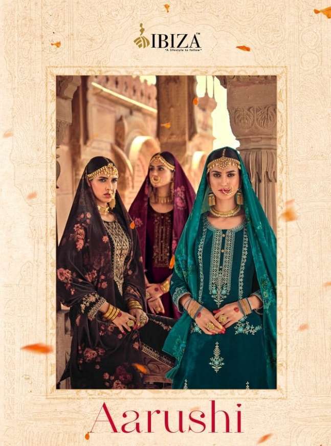 ibiza aarushi series 995-1000 pure velvet with embroidery suit