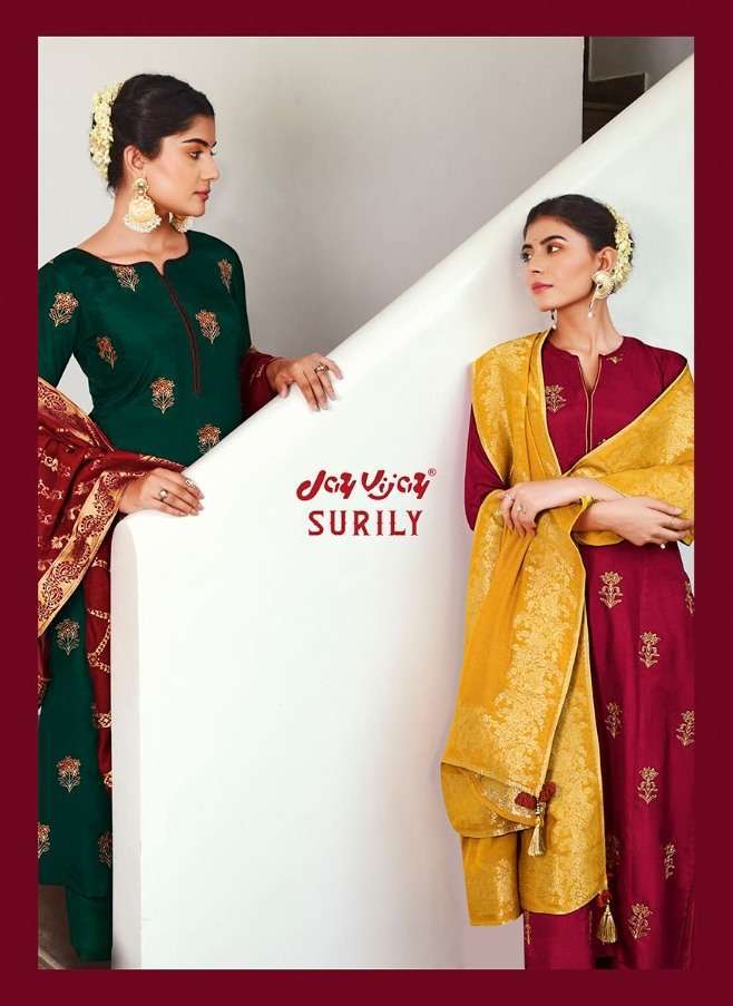 jay vijay surily series 6341-6349 pure bemberg silk embroidery suit 