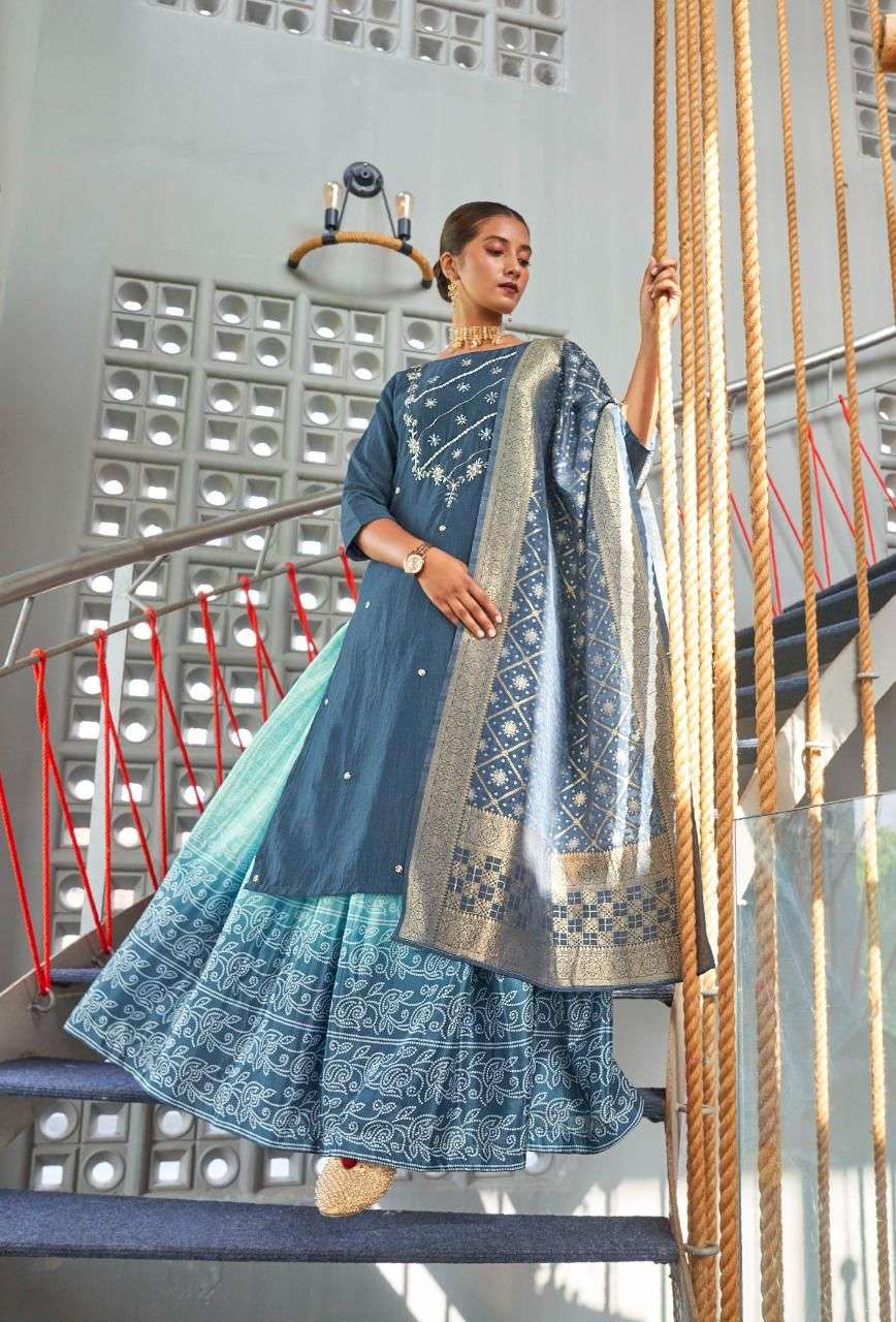 kalki bandhej series 41001-41004 pure viscose silk readymade suits