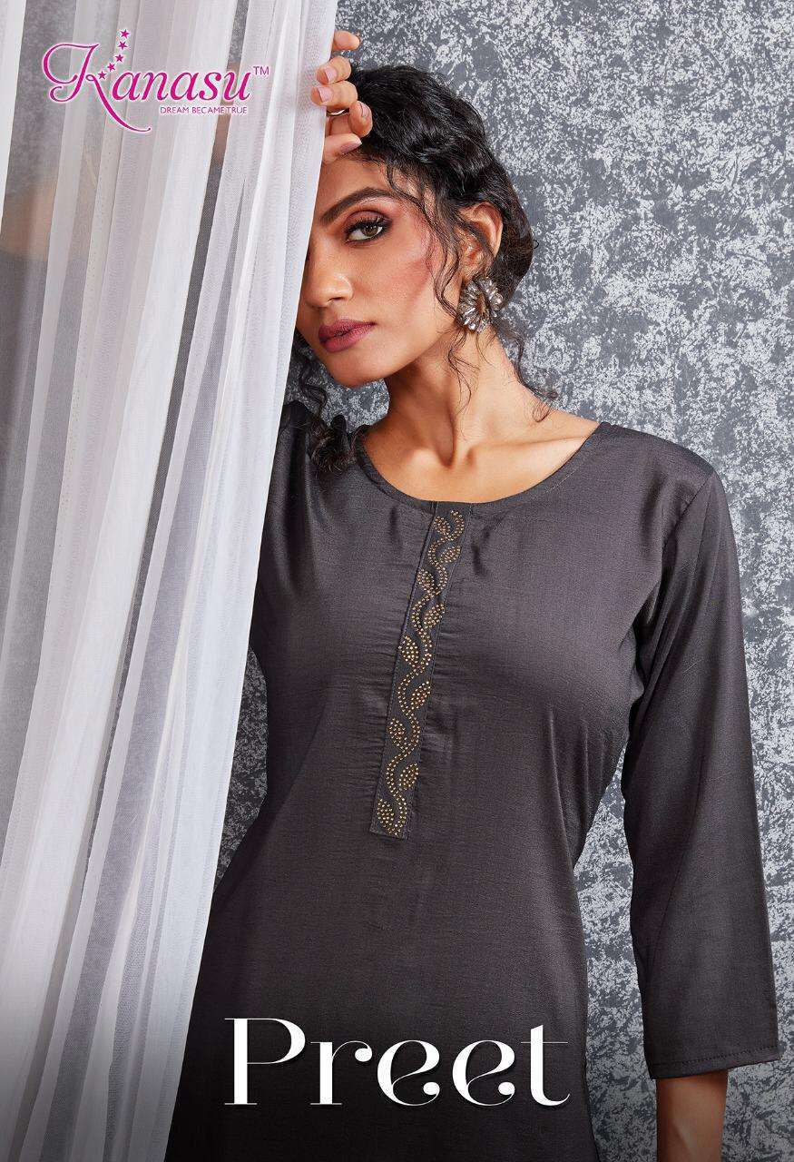 kanasu preet series 4801-4808 chinon silk kurti with bottom 