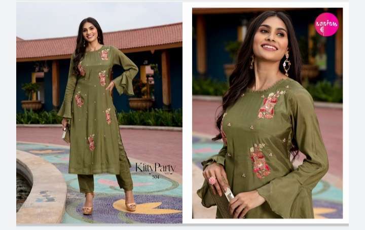 Lapink kitty party vol-5 series 501-504 muslin chanderi kurti