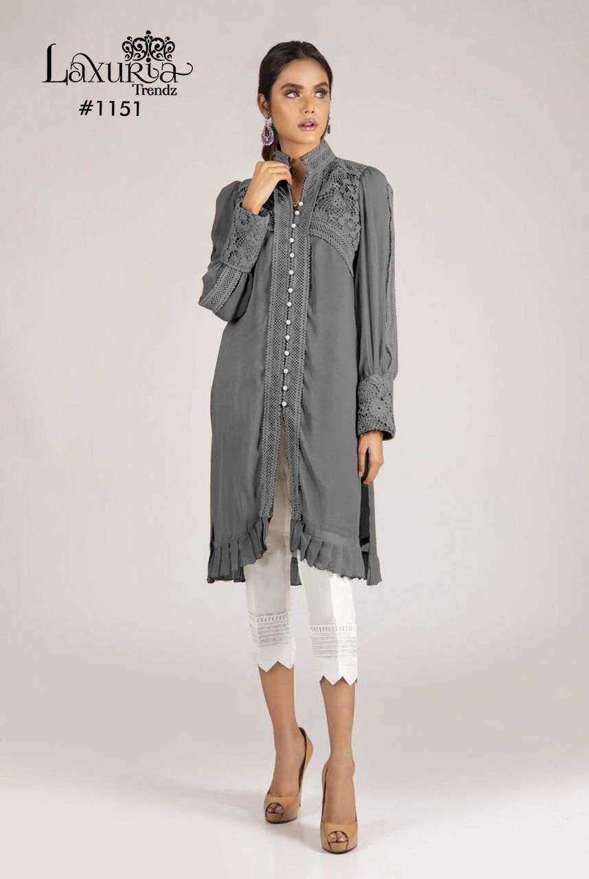 laxuria trendz 1151 faux georgette kurti with classy imported fabric 