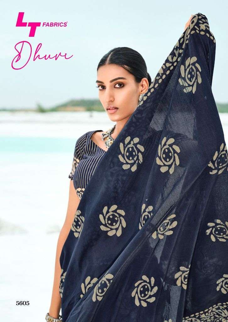lt fabrics dhruvi series 5801-5810 cotton silk batik print saree