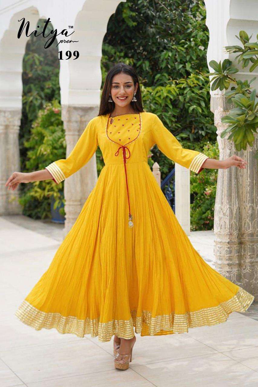 lt nitya 198-199 design full flair cotton crushed floor length dress combo set