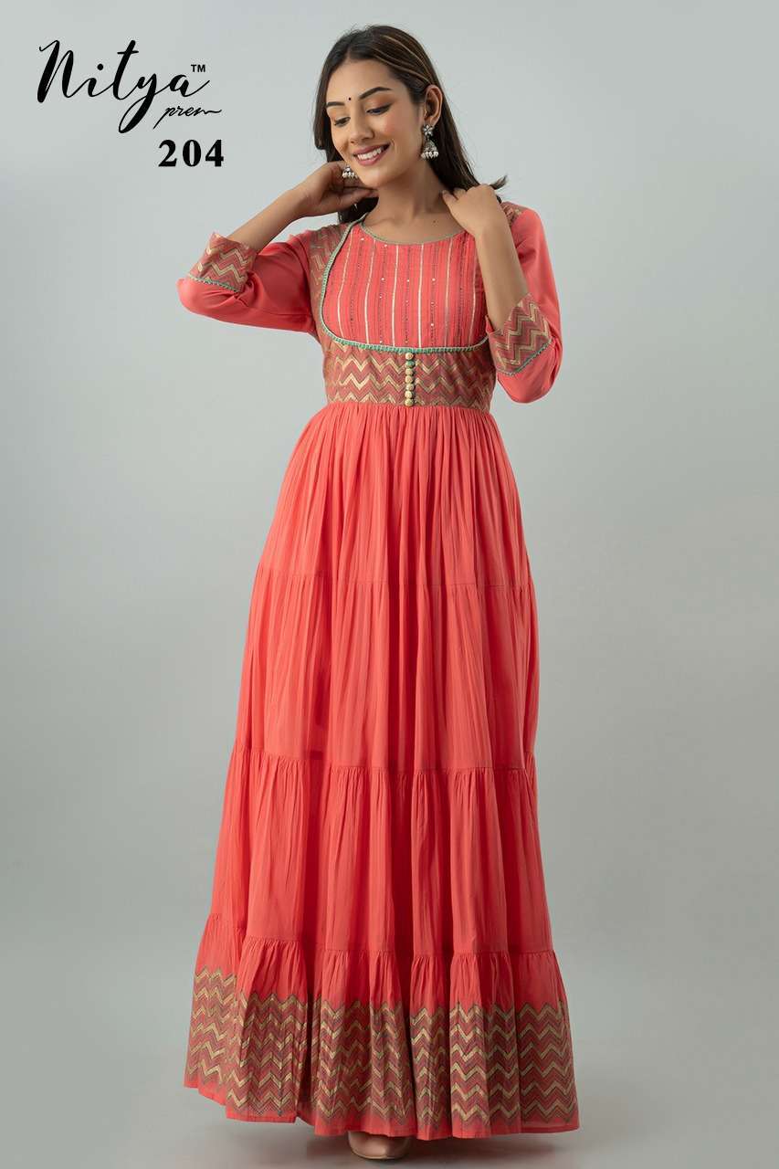 lt nitya design 204 gracious cotton full flared ankle length gown
