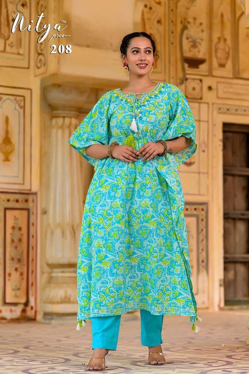 LT NITYA PRESENT D NO 208 GRACIOUS COTTON KURTI WITH BOTTOM SET