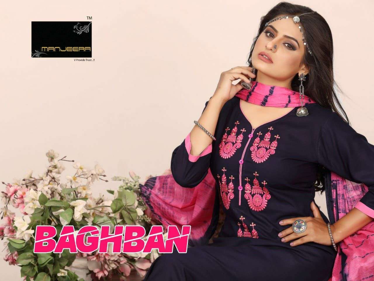 manjeera baghban series 1001-1008 rayon readymade suit 