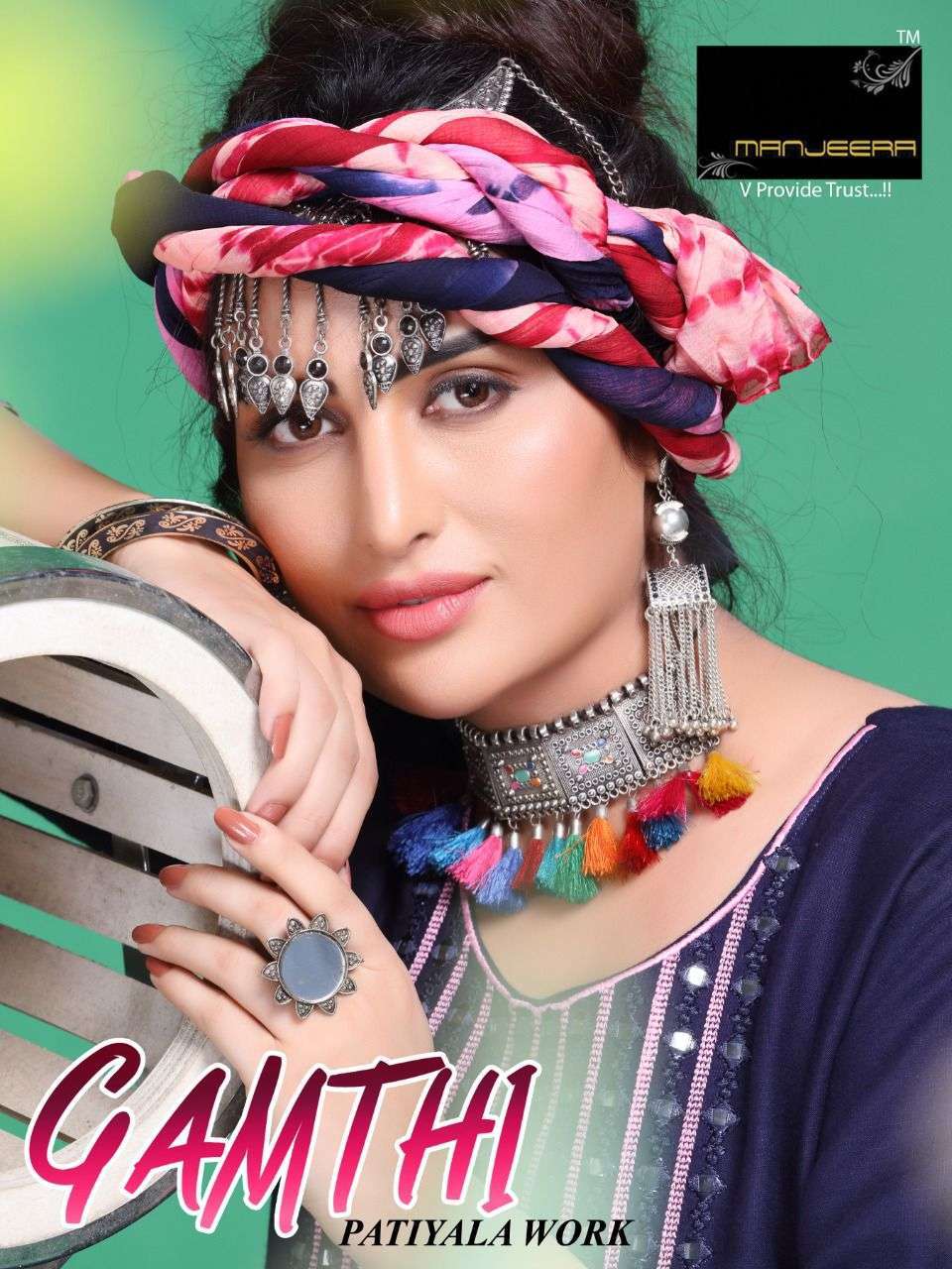 manjeera gamthi series 1001-1008 rayon readymade suit 