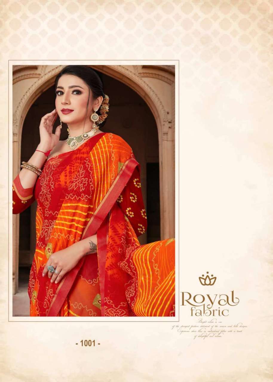 mansarover fashion sugandha series 1001-1008 semi weightless bandhani print saree