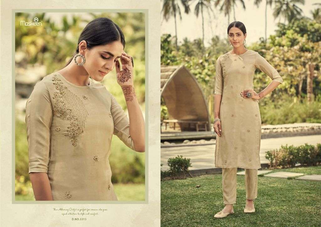 MASKEENJI SILK TIME DESIGNER PURE VISCOSE UPADA KURTI WITH BOTTOM 