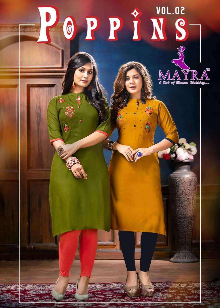 mayra poppins vol-2 series 91001-91008 rayon slub kurti 