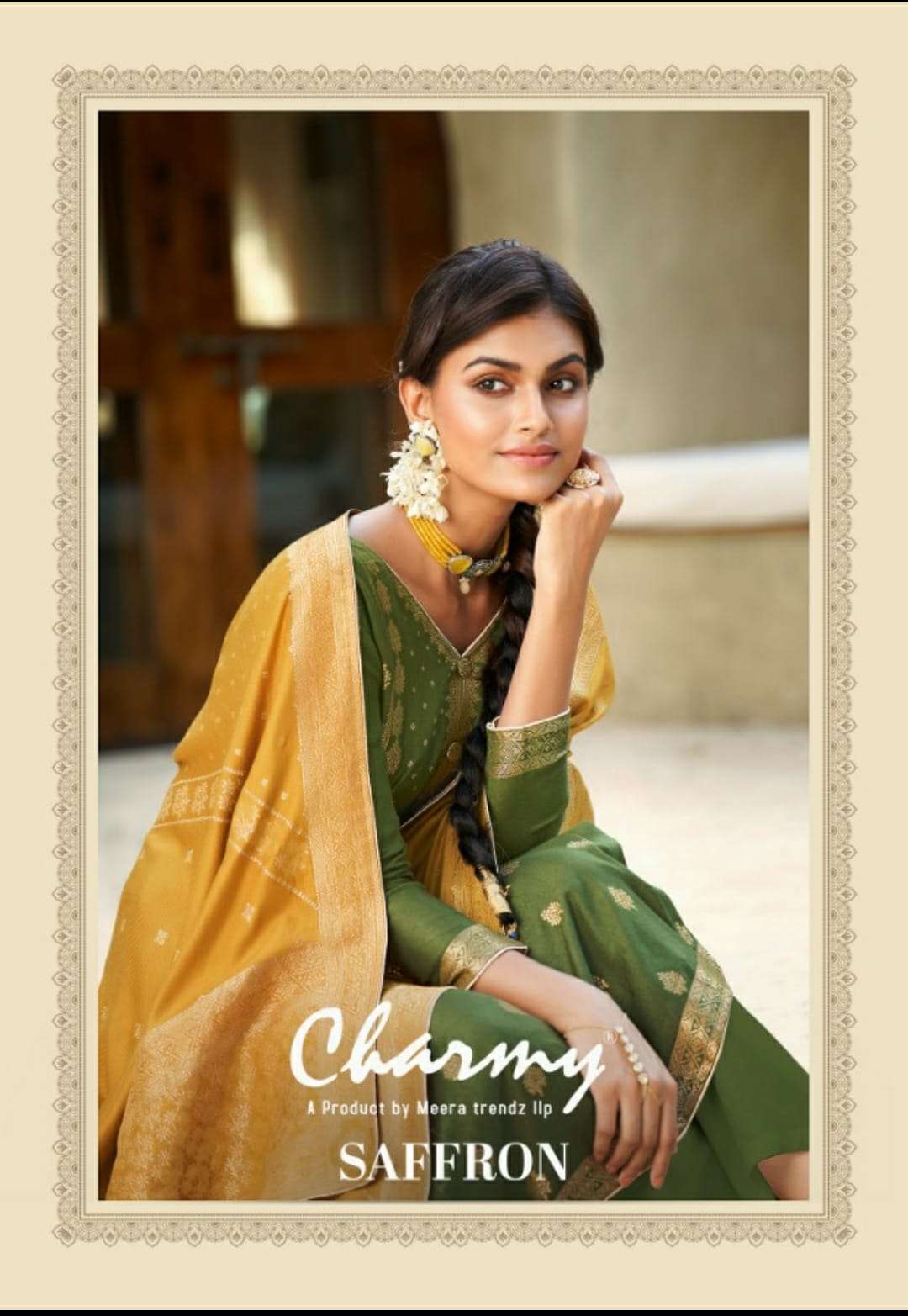 meera zisa charmy saffron series 3081-3086 Pure Pashmina jacquard suit
