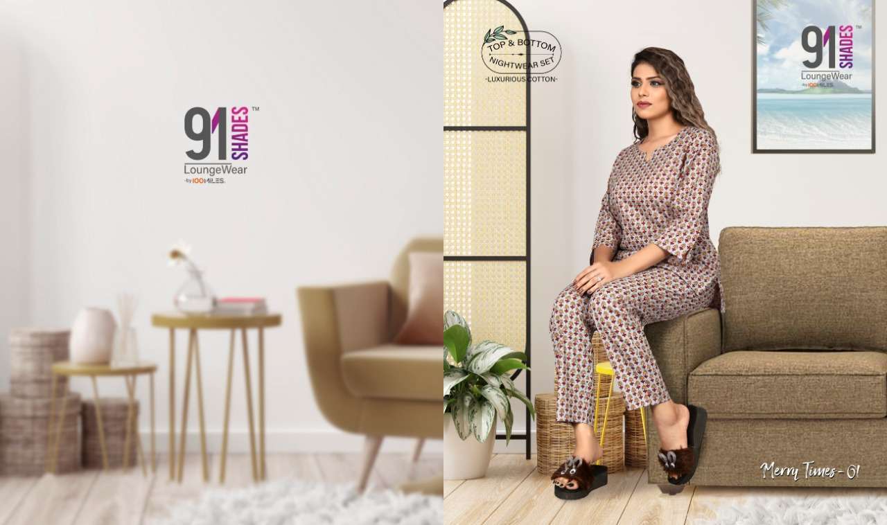 MERRY TIMES BY 91SHADES COTTON NIGHT SUIT WHOLESALER