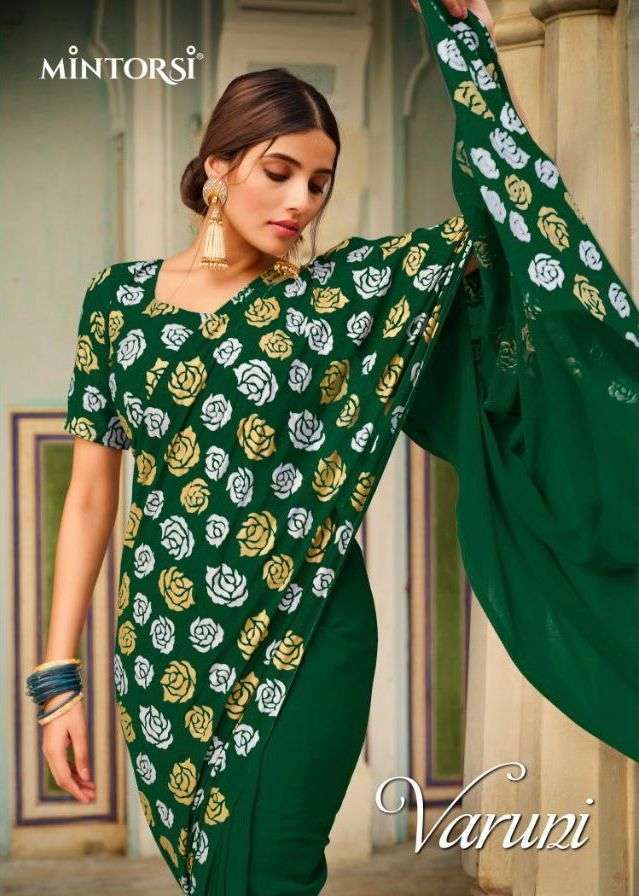 mintorsi varuni series 25251-25260 Soft Georgette with Gold And Silver Foil saree