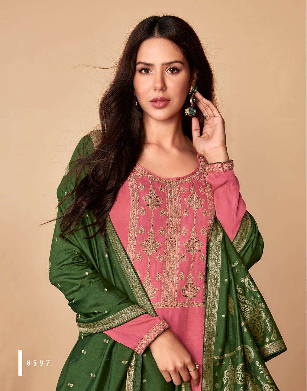 mor bagh saaras series 8592-8597 premium linen silk suit