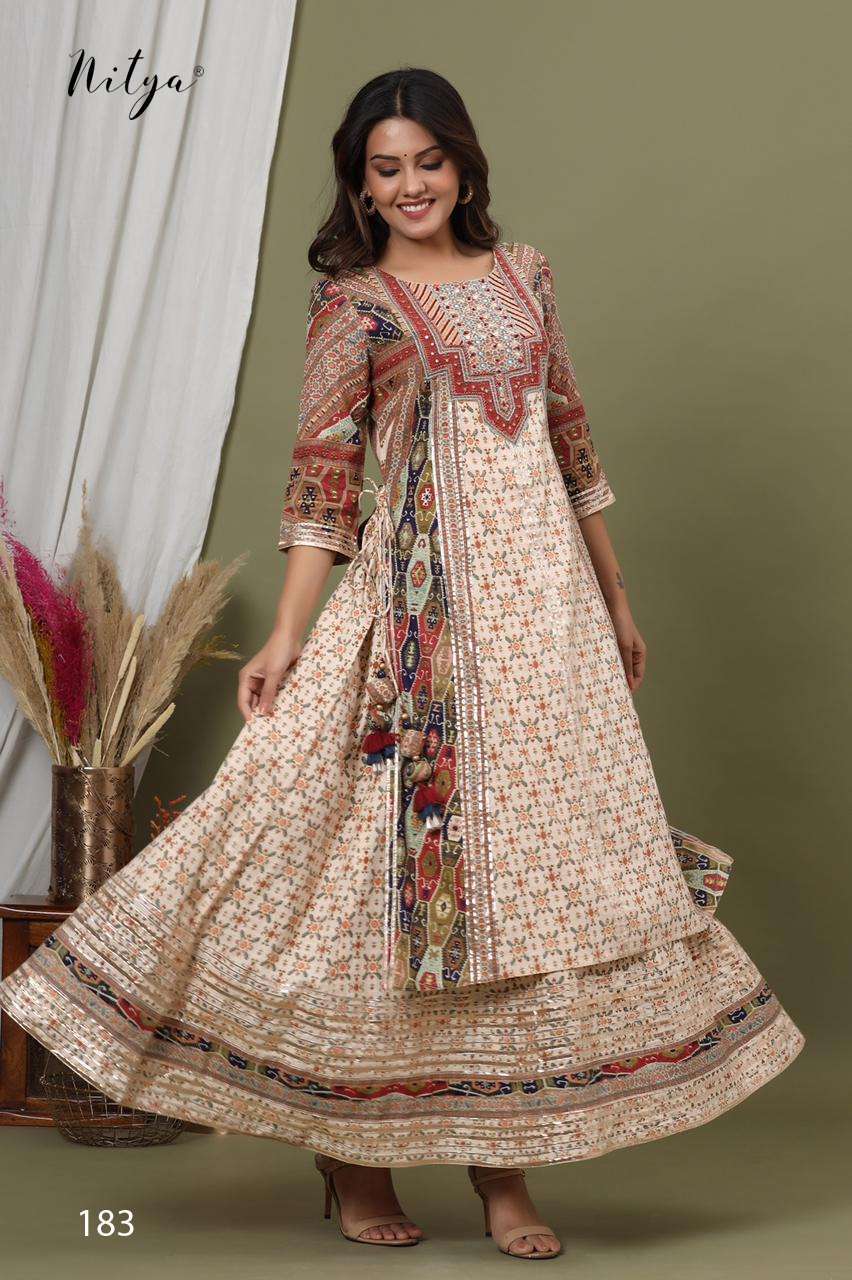 NITYA REPRESENTING DESIGN 183 DOUBLE LAYERED SKIRT KURTI ETHNIC COLLECTION.