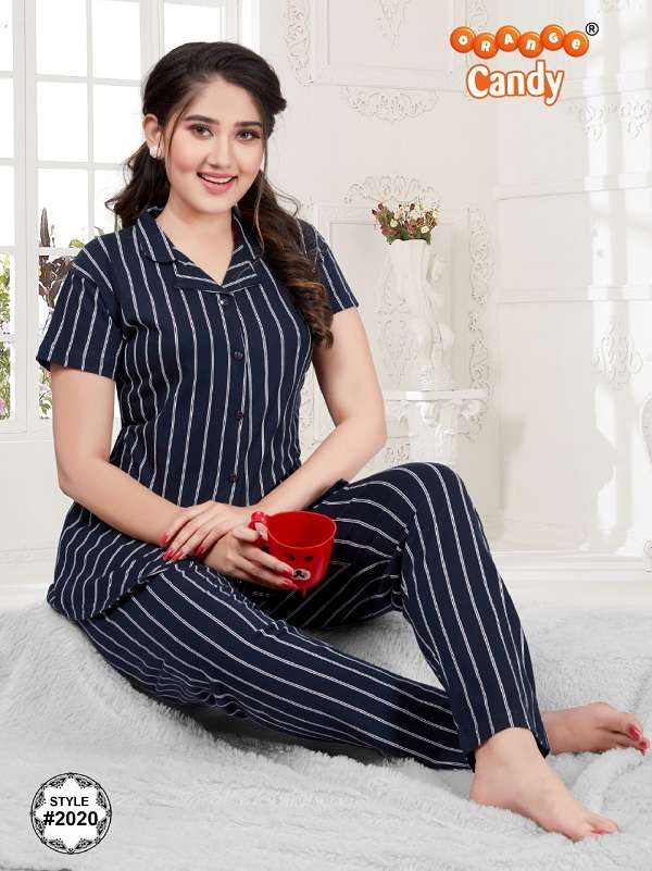 orange candy 2002 cotton lycra stretchable night suit 