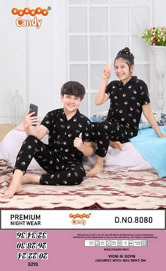 orange candy 8080 Cotton Lycra Stretchable kids premium night wear