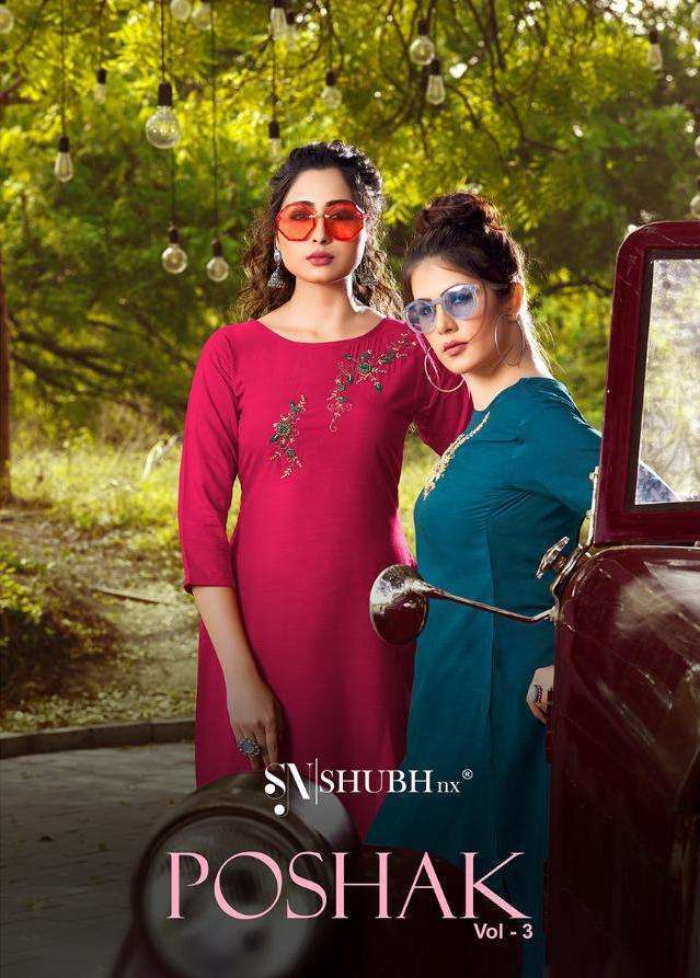 POSHAK VOL 3 BY SHUBH NX VISCOSE HANDWORK SIMPLE WEAR KURTI