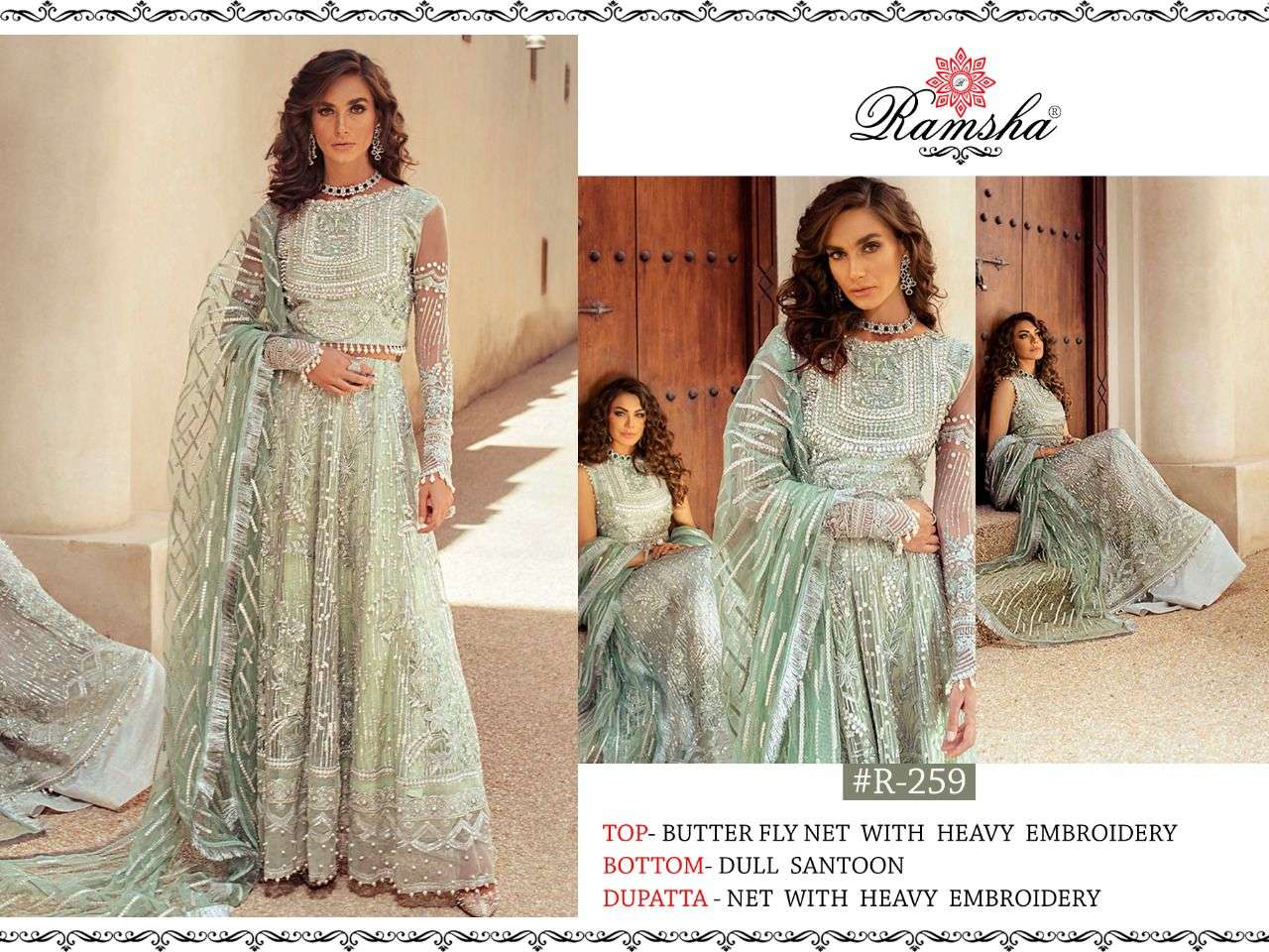 RAMSHA MUSHQ BRIDEL COLLECTION R-257 TO R-261 DESIGNER NET SUIT 